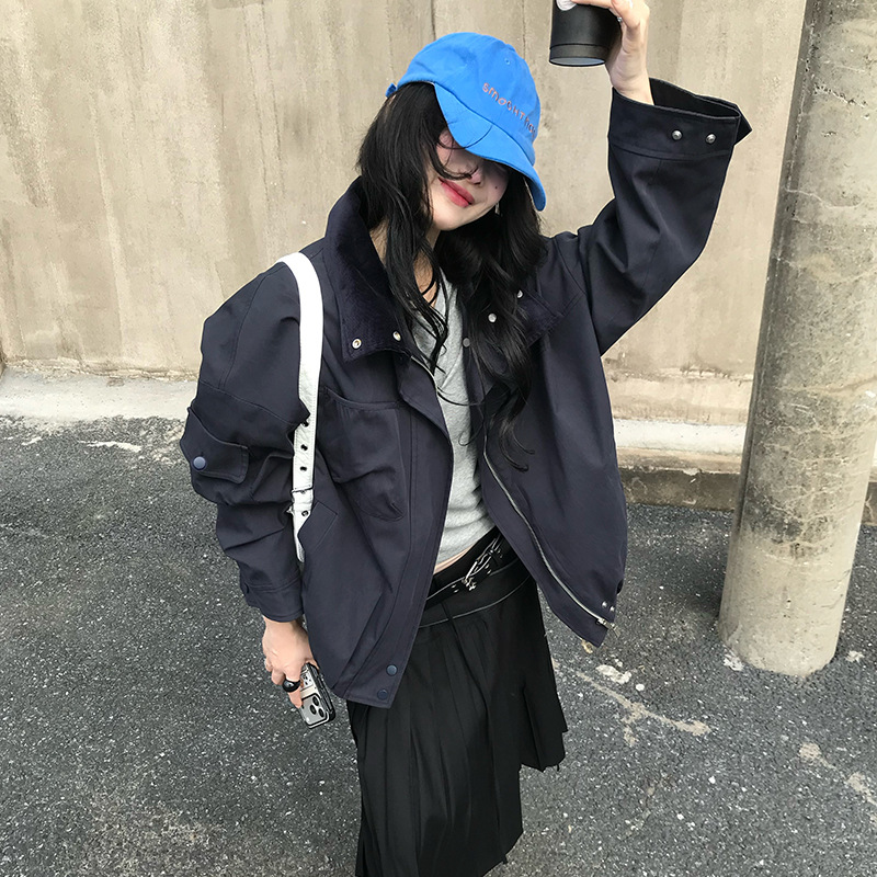 2026 Autumn Korean Style New Style Niche Versatile Design Short Loose Trench Coat Stand Collar Jacket Women's