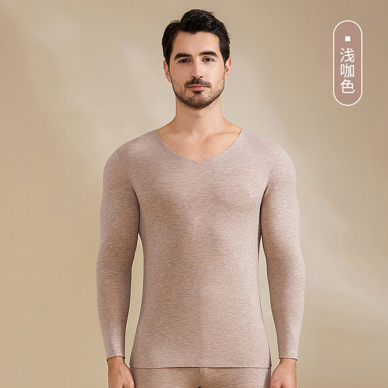 A級デロンカシミヤシルク蓄熱シームレス保温下着セット カップル向け 秋冬10A抗菌秋服秋パンツ