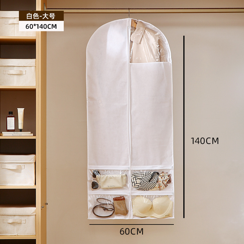 Nueva bolsa de polvo multifuncional con cuadrícula para ropa doméstica cubierta de polvo armario visual colgante artefacto de almacenamiento