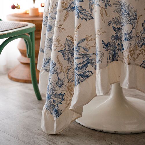 Yimanqiyun tablecloth pinecone ruffle printed holiday tablecloth American fabric rectangular factory direct supply