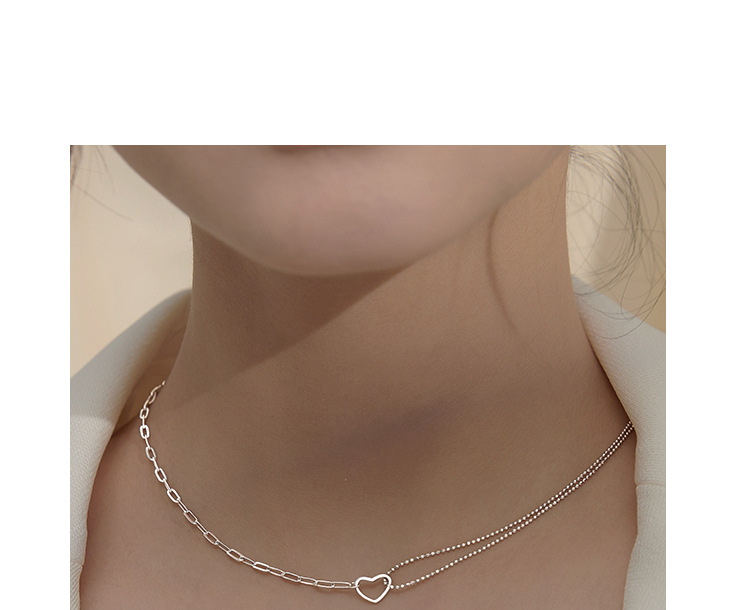 Sunburst Heart Double Layer Necklace For Women Collarbone Chain_voghion.com