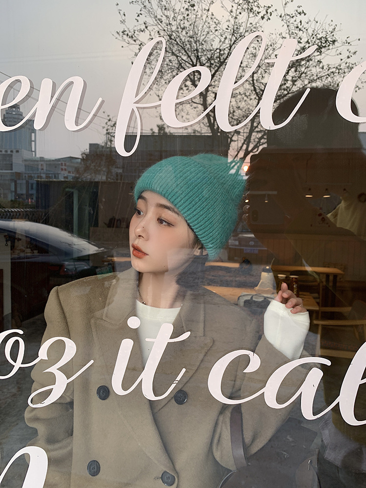 Õrn piim Fufu~Küüliku villavillane naiste kootud terava otsaga talvemüts_voghion.com