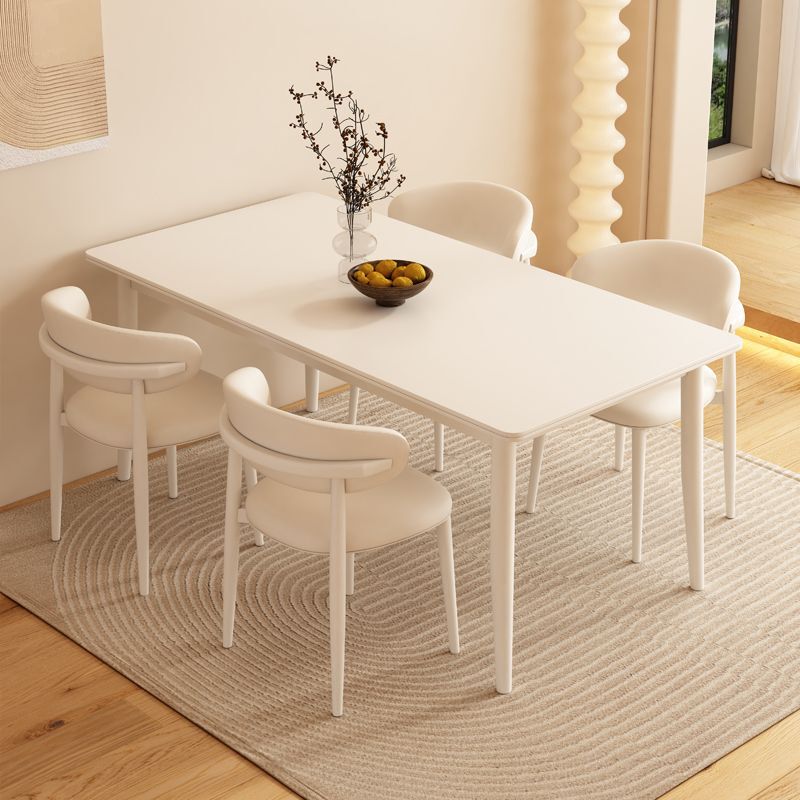 Cream Style Rock Board Dining Table Rectangular Dining Table Solid Wood Cream White Dining Table Dining Chair Modern New Modern Nordic Style
