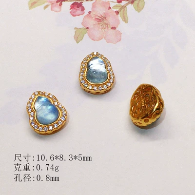 Zərgərlik ara hissələri – tourmaline diamond-encrusted gourd s925 silver-plated - one-large-diamond-gold-plated-aquamarine