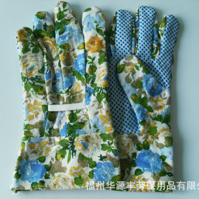 印花PVC点珠平口花园手套