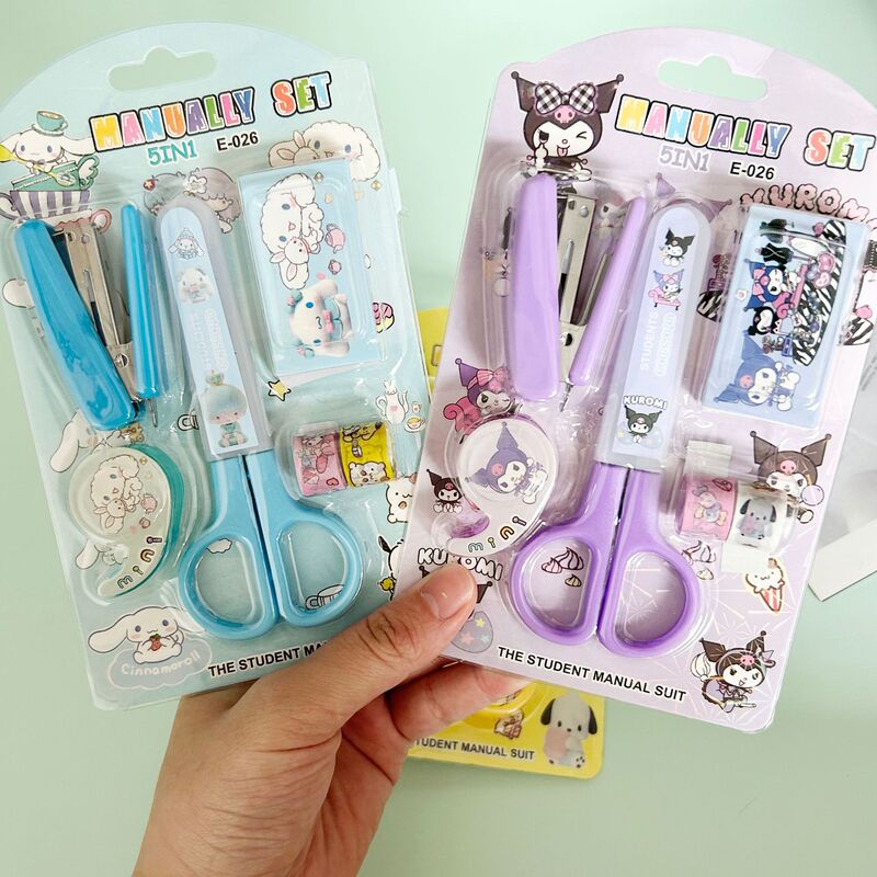 Sanrio Stationery Set Student Stationery Scissors Stapler Tape Sticker Set Learning Supplies Children's Gifts