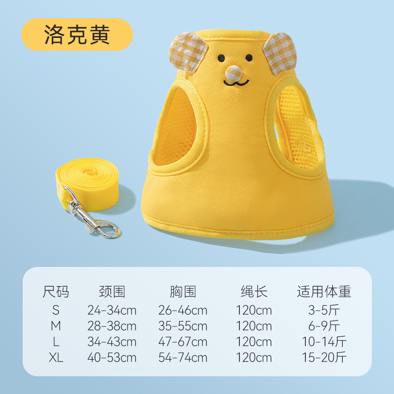 Japón y Corea del Sur lindo estilo perro salir caramelo a cuadros oso correa para el pecho cuerda de tracción chaleco de gato cuerda para mascotas