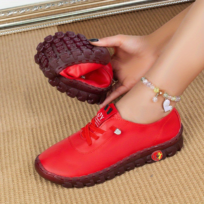 Zapatos de mujer de primavera y verano de comercio exterior zapatos de lazos de madres de pies gruesos con base de tendón suave zapatos de cuero de tamaño grande