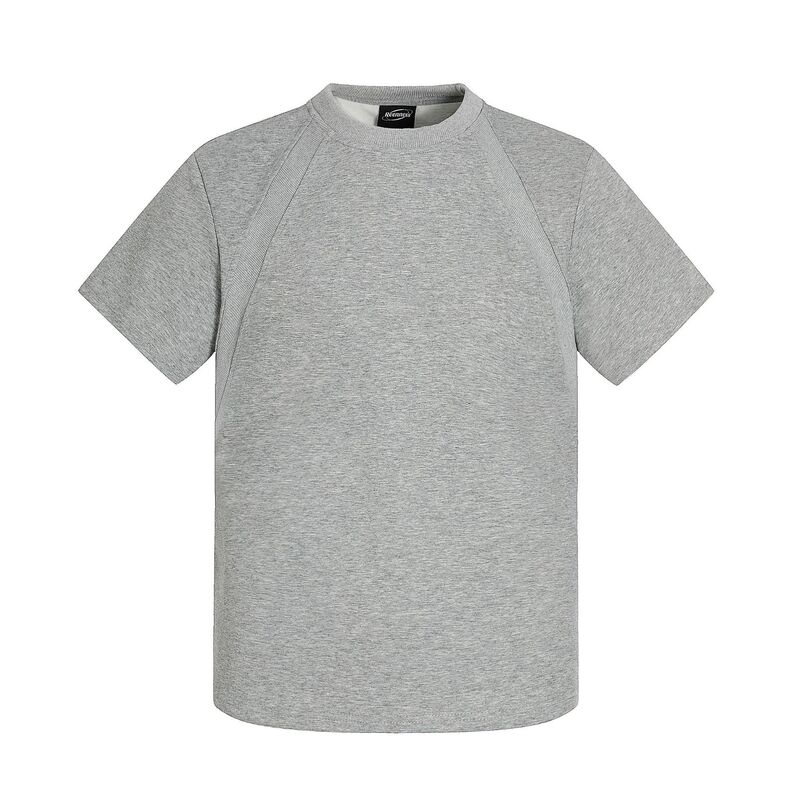F6627 Street Trendy Neutral Deconstructed Stitching Design High Sense Men's Fit Boxy Edition Space Cotton Short-sleeved T-shirt