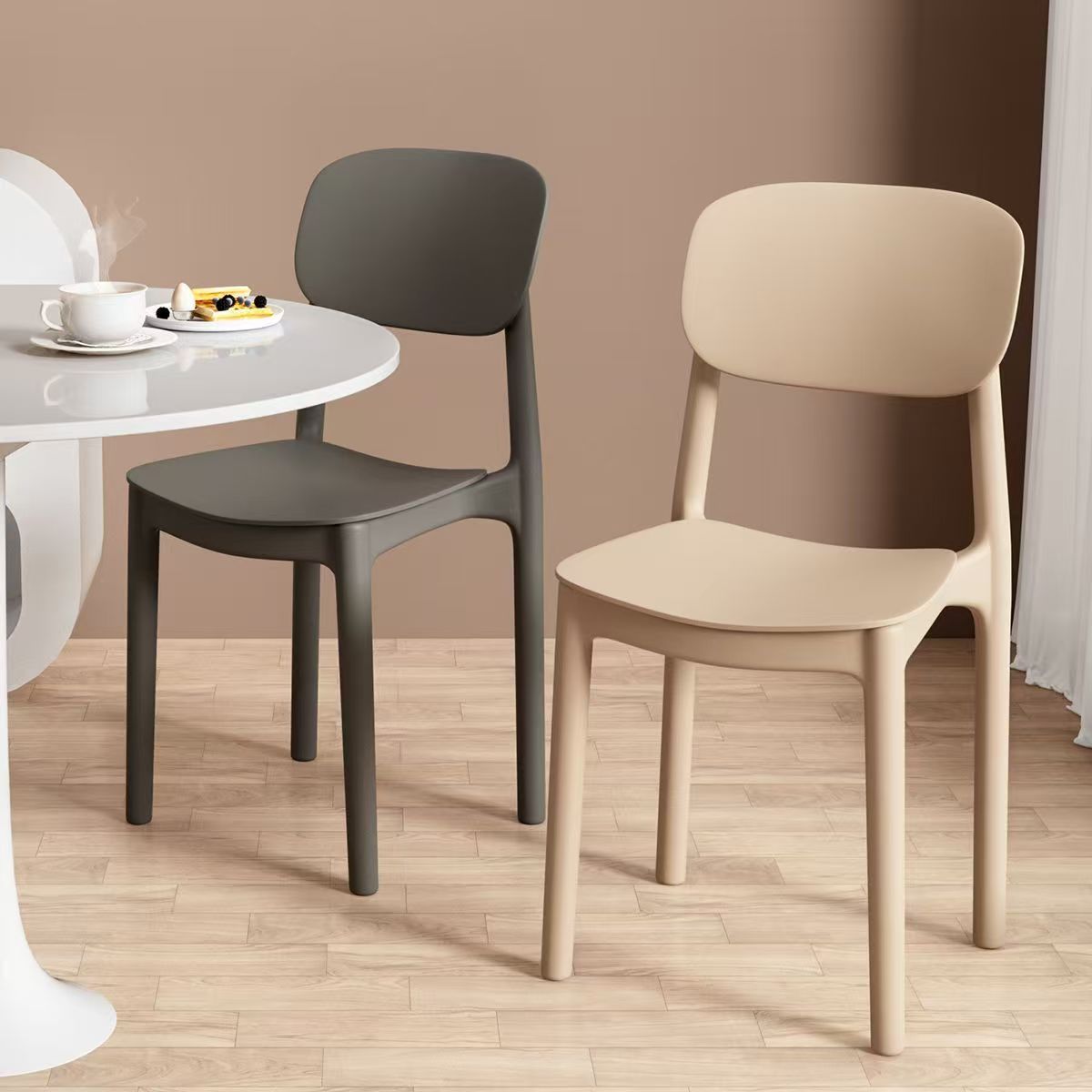 Thickened Plastic Household Chair for Dining Room Table, Dining Chair, Modern Desk, Simple Nordic Stool with Backrest