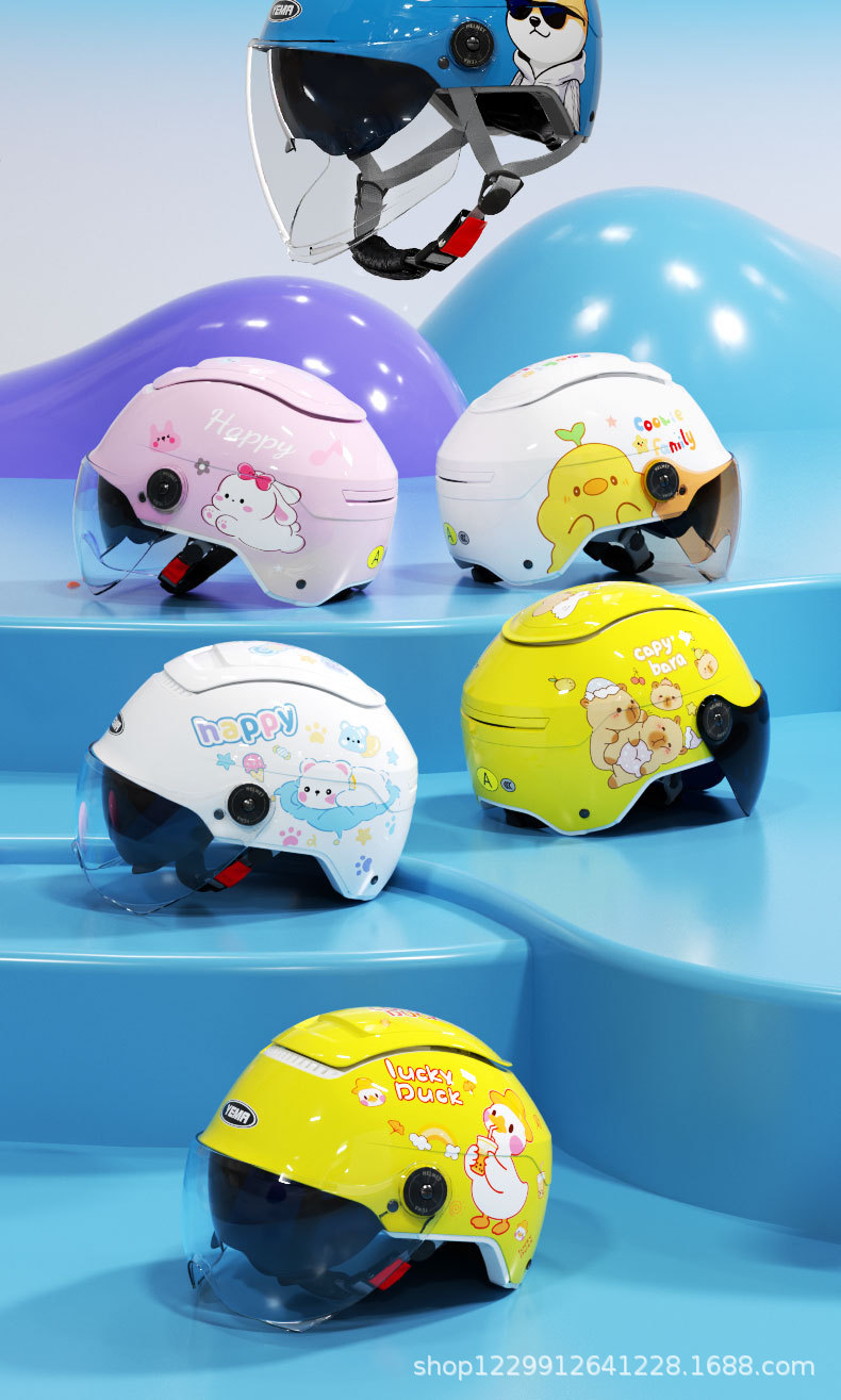 Mustang 3C Certified Kidsren's Helmet for Boys and Girls in Summer and All Seasons, Cute Kidsren's Electric Motorcycle Helmet