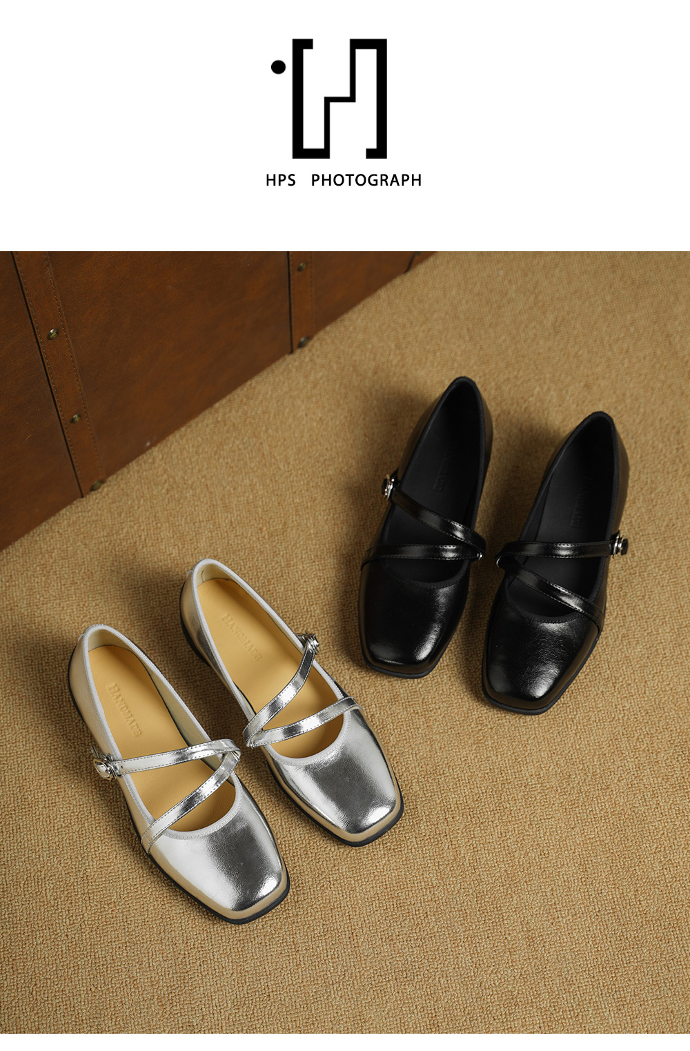 Giày Mary Jane nữ da cừu miệng nông đế bệt phong cách học sinh quai ngang khóa Velcro — đen chi tiết 11