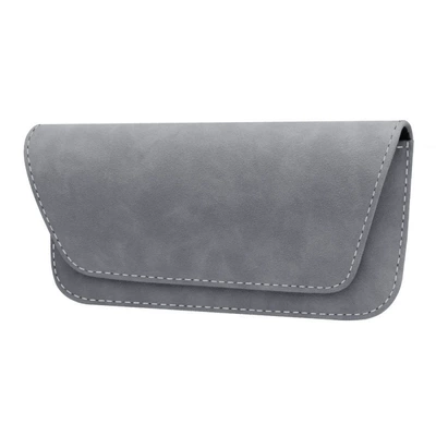 New Car Glasses Case, Car Glasses Clip/Bill Clip - suede-leather-glasses-bag-grey-one-pack