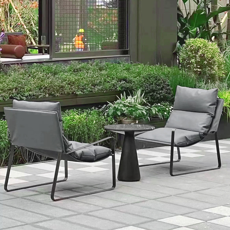 Sofá y silla al aire libre Jardín municipal Paisaje Patio Casa de familia Departamento de ventas Balcón de acero inoxidable combinación de muebles de ocio