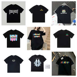 B家2025新款夏季纯棉短袖T恤潮牌巴黎家字母印花休闲上衣男女同款