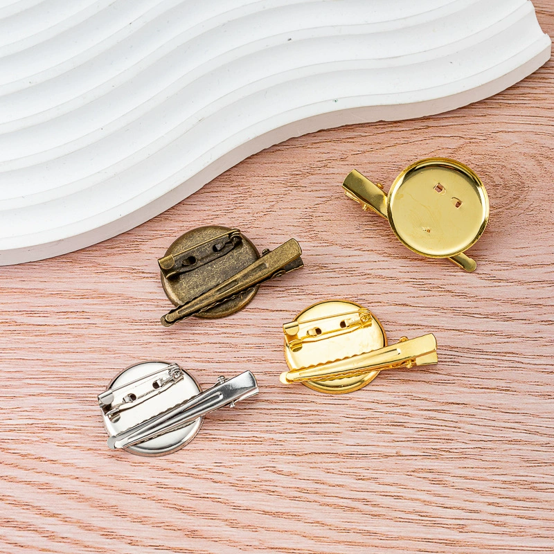 Прямые поставки с фабрики, металлический диск с зажимом в виде утки, круглая брошь двойного назначения, ювелирные аксессуары «сделай сам», заколка для волос в виде утконоса