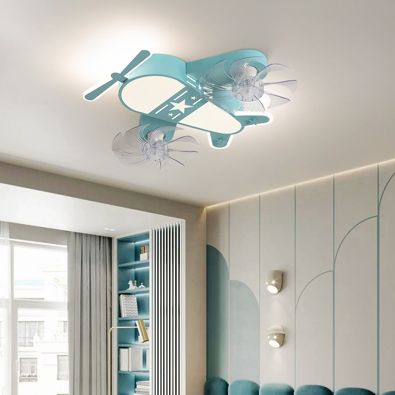 LED 飛行機ファンシーリングライト寝室ランプシンプルモダンな子供部屋シーリングライト男の子ルームファンシーリングライト|undefined