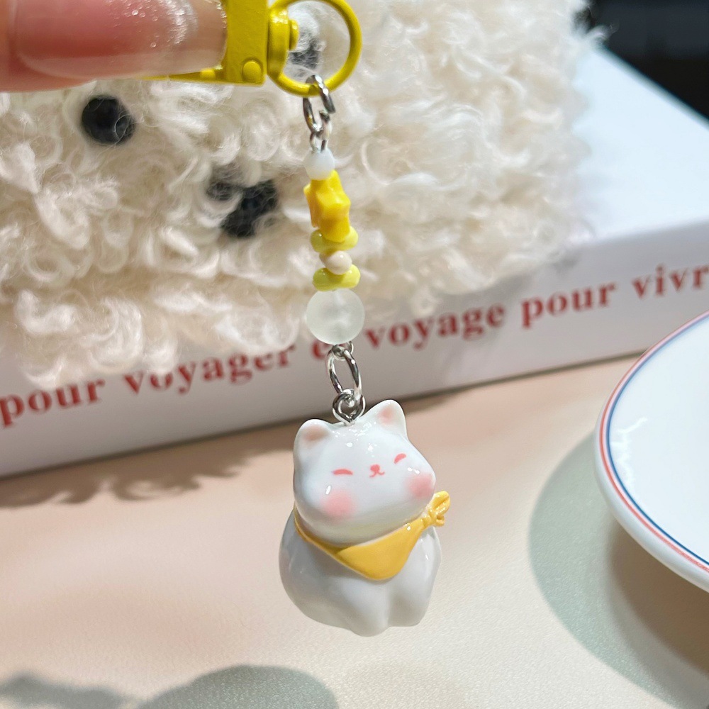 Lindo gatito tridimensional colgante llavero flor niña corazón ins viento dulce animal colgante con cuentas regalo