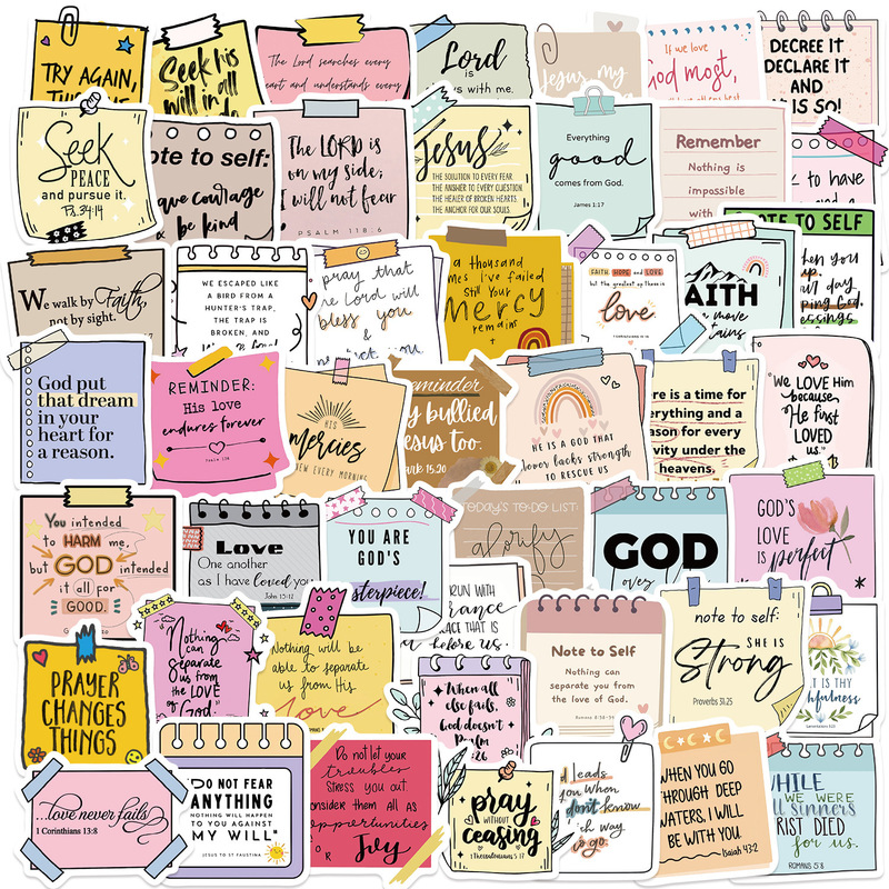 50 Post-it Notes Faith Incentive Text Series Graffiti Stickers Guitar Notebook Luggage DIY Waterproof Batch