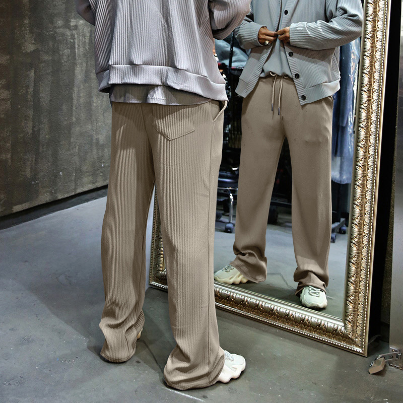 2024 Spring and Autumn Men's Casual Loose Straight Tube with Hanging Stripes High Waist Wide Leg Pants_voghion.com