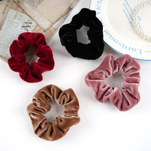 韩国绒布发圈简约黑色粗发绳头花盘发扎发皮筋头绳金丝绒大肠圈女