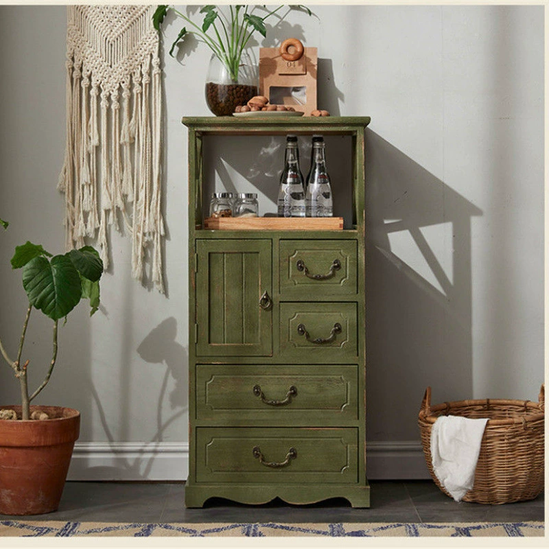 Шкаф-ведро из цельного дерева в американском стиле, простой современный шкаф для гостиной, многослойный шкаф для хранения в стиле ретро