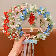 森女花环头饰成人头戴式儿童花环新娘发饰超仙花朵拍照道具配饰