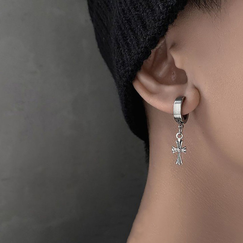 Small design retro earrings hip-hop style stainless steel