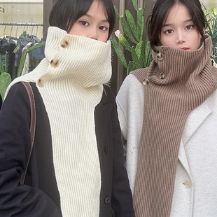 Designer style ~ scarf shawl dual-use Korean style fashion all-match scarf button autumn and winter Internet celebrity matching niche