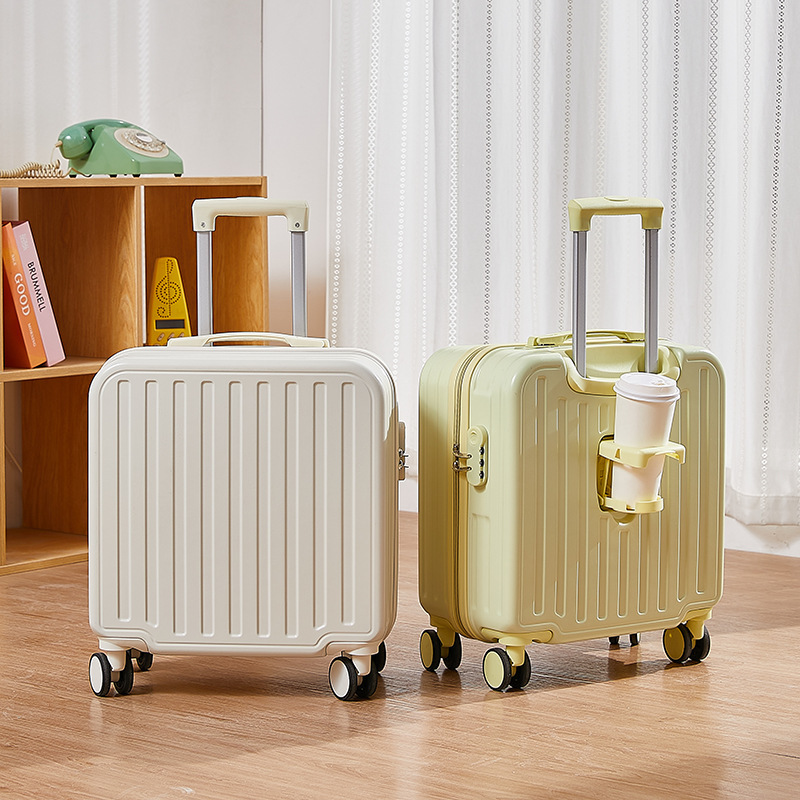 Boarding Luggage Box Women's 18-inch Lightweight Multifunctional Trolley Case with Cup Holder Children's Sitting Suitcase Password Box