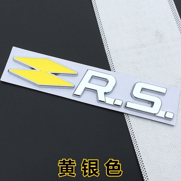 Renault car personalized three-dimensional diamond-shaped RS English car sticker, RS metal sticker, car body decoration sticker, fender side tail emblem