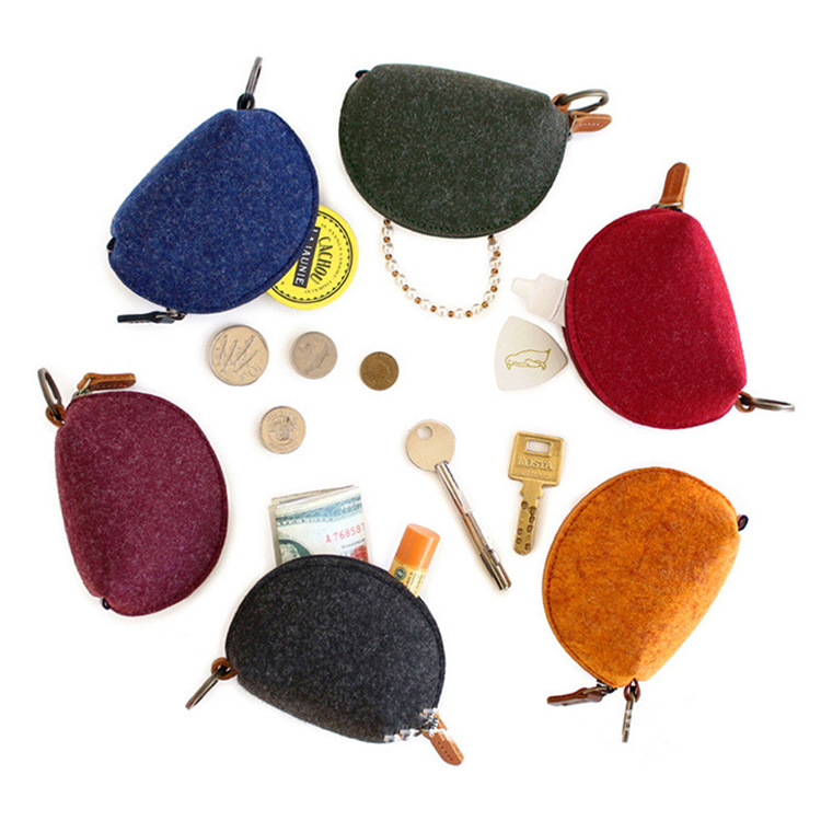 厂家批发创意韩国卡通毛毡零钱包可厂家定制卡通毛毡零钱收纳包