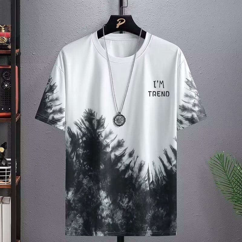 Ice Silk short sleeve T-shirt men's summer 2024 loose all-match trendy youth half sleeve top clothes men's T-shirt Ice Silk short sleeve T-shirt men's summer 2024 loose all-match trendy youth half sleeve top clothes men's T-shirt