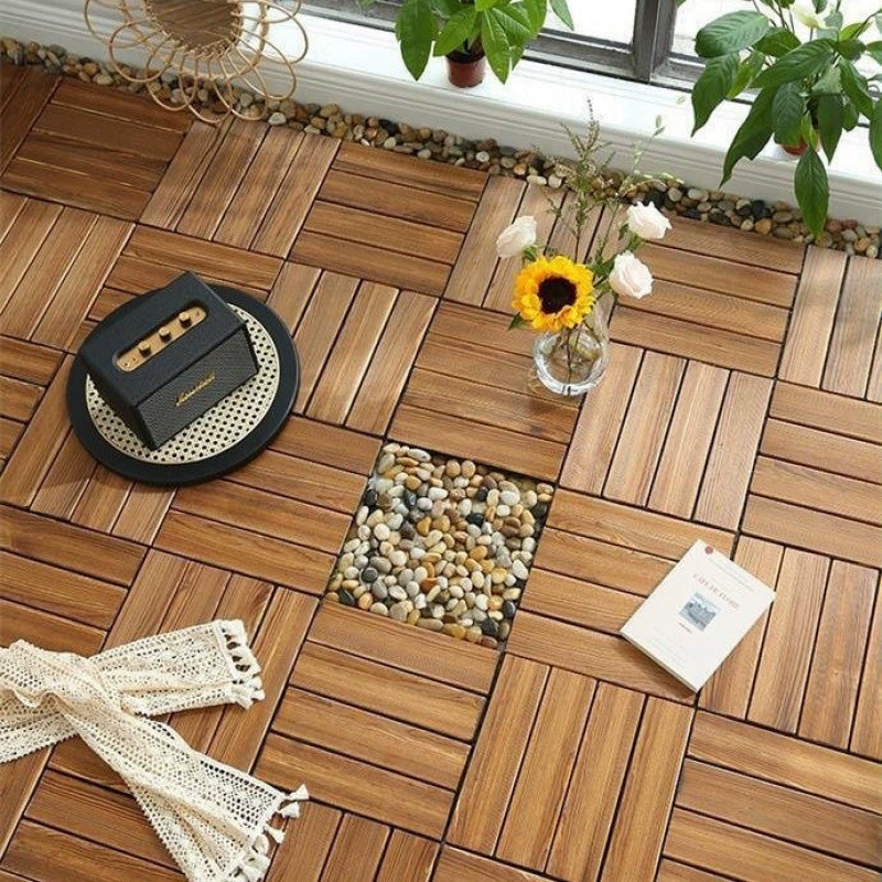 Садовый пол, террасный пол, самокладывающийся пол из карбонизированной древесины, антисептический деревянный пол для балкона, соединение наружного пола