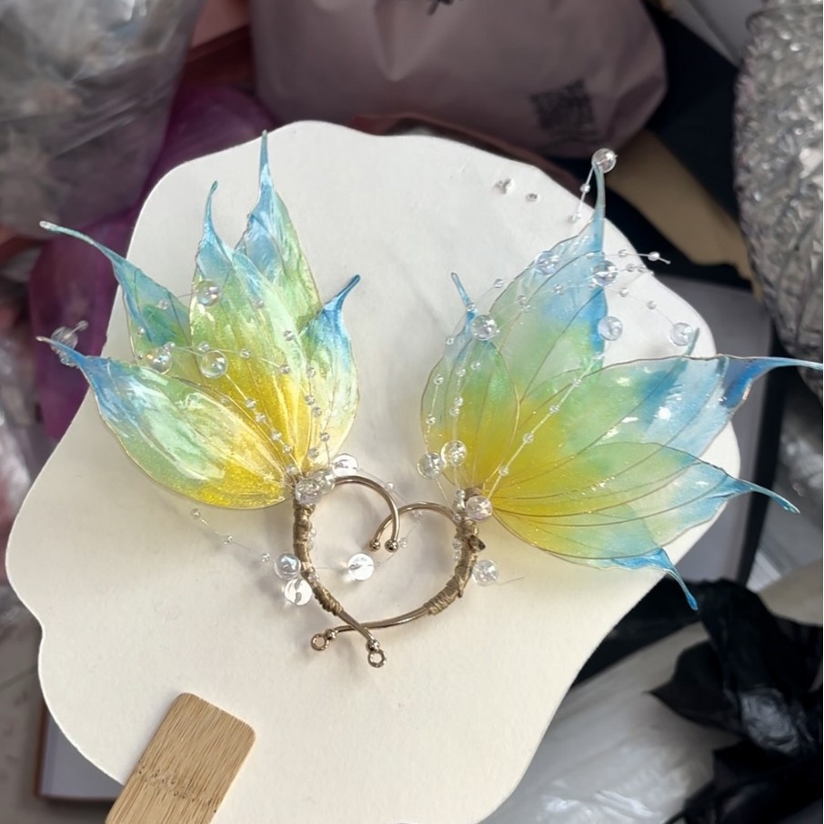 Super Fairy-Style Pearl Long Tassel Ear Hangings, Sweet Princess Earrings, Bubble Beads, Flower Liquid, Fairy Ears, Mermaid Princess