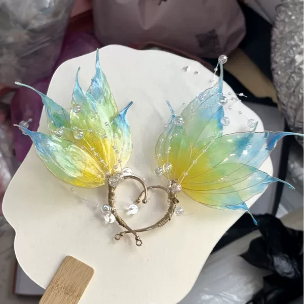 Super Fairy-Style Pearl Long Tassel Ear Hangings, Sweet Princess Earrings, Bubble Beads, Flower Liquid, Fairy Ears, Mermaid Princess