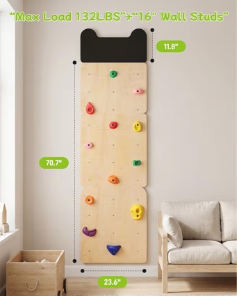 Cross-border children's indoor solid wood climbing wall, home sensory integration training climbing frame, baby sports toy, wooden climbing wall