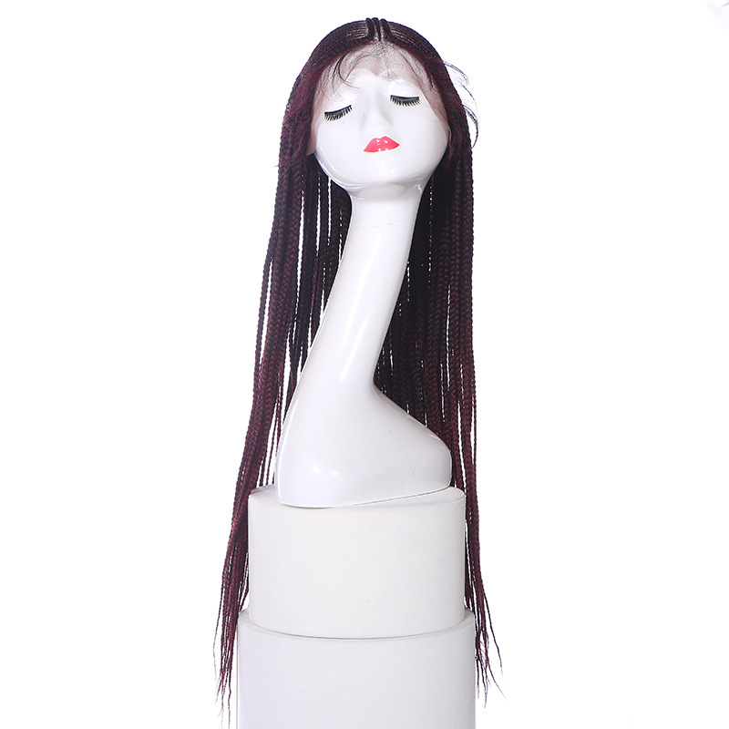 Mediano color de dos hebras de fricción de cuerda trenzada reggae cabeza pelucina de fibra química delante encaje medio tejido mano cubierta de cabeza LW0239