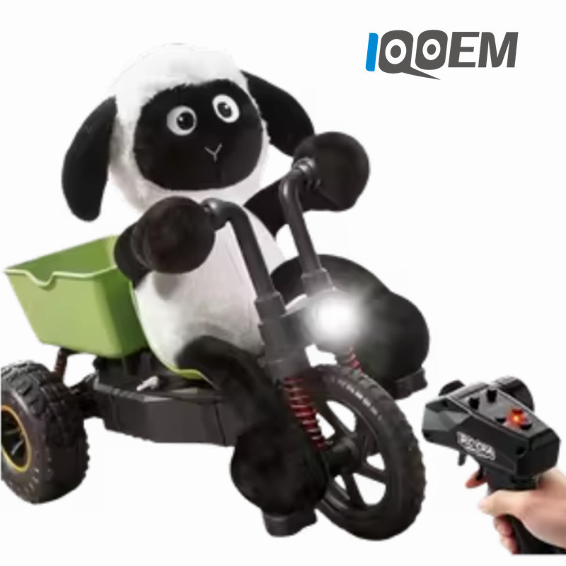 Iq0Em New 2.4g Remote Control Lamb-Shaped Tricycle with Doll, Full-Scale Three-Wheeled Vehicle, Children's Toy, Cross-Border