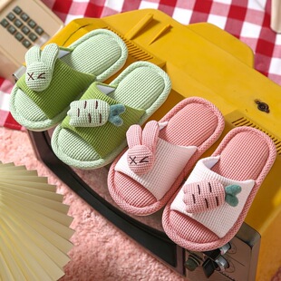 Children's Slippers Linen Girls All Year Round Indoor Spring & Fall Non-Slip Kidsren Baby Boys Silent Home Slippers Summer