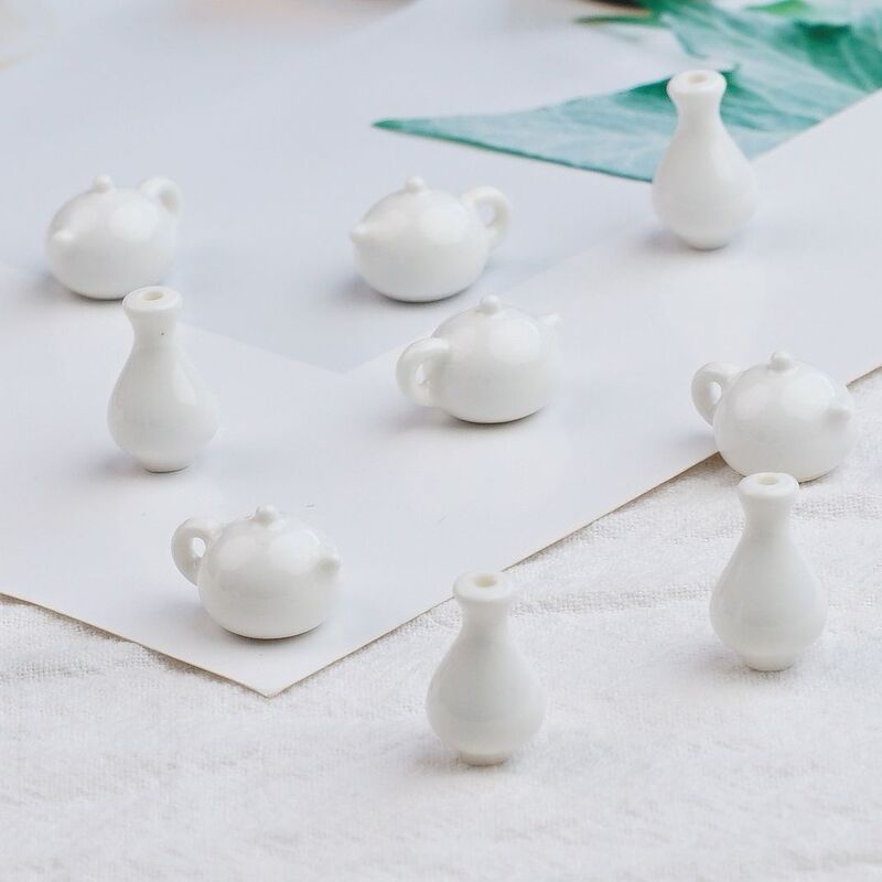 Jingdezhen Ceramic Loose Beads Mini Vase Teapot Fresh Elegant National Style Handmade DIY Jewelry Beading Accessories