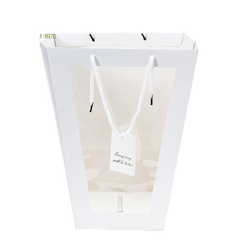 Festival Black Trapezoid Bag Transparent Window Toy Bag Shoulder Bag Window Display Bag Flower Packaging Gift Bag Wholesale