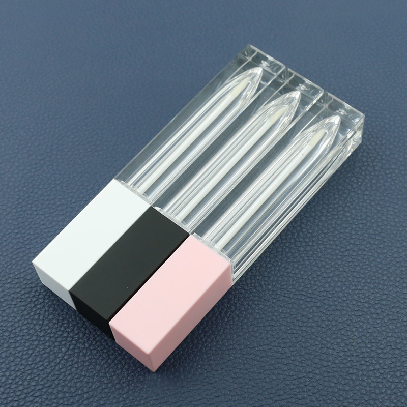 Fábrica en stock al por mayor cuadrado simple blanco 6ML tubo de brillo de labios tubo de lápiz labial tubo de esmalte de labios tubo vacío logotipo imprimible