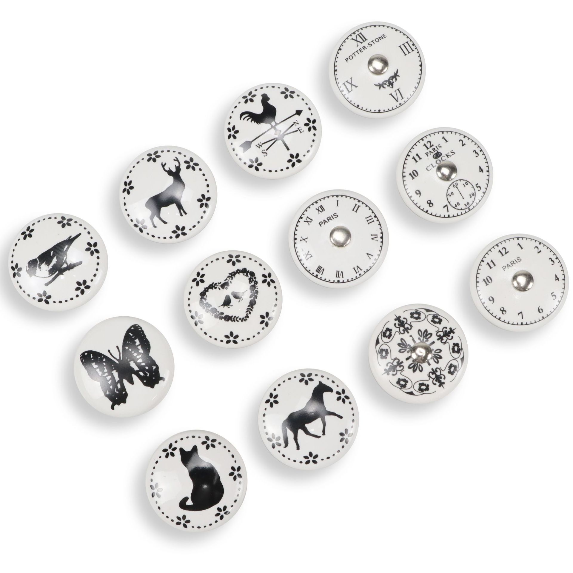 批發可愛動物陶瓷拉手兒童房家具衣櫃拉手單孔抽屜拉手卡通門把手