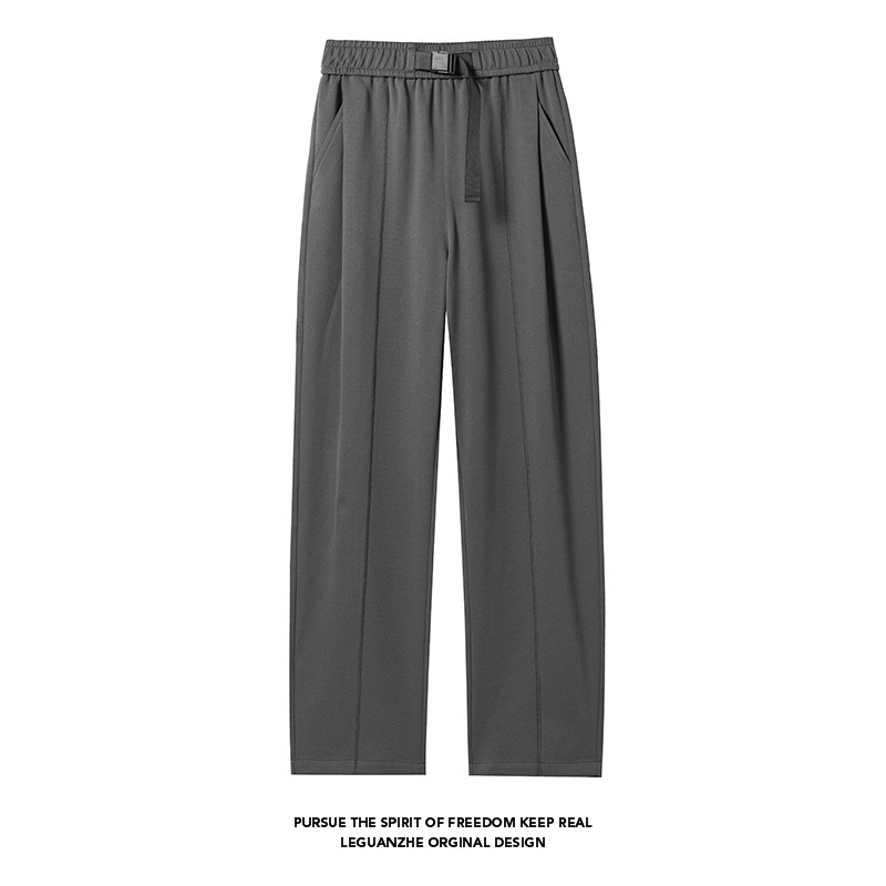 2026 Spring New Style William Chan Same Style Twill Curved Pants Loose Buckle Casual Pants with Drapey Comfort and Long Length