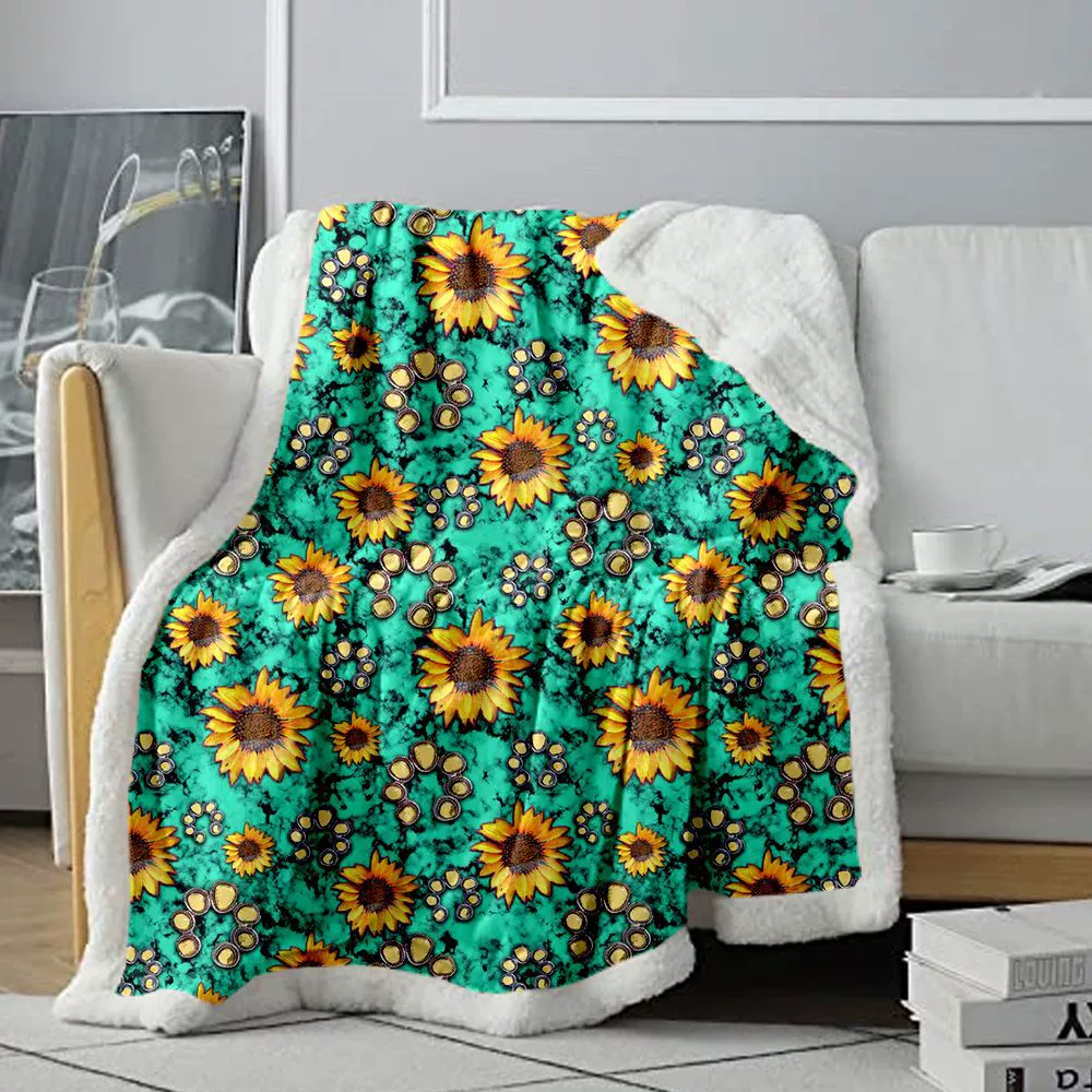 Амазонка взрывы подсолнечника печатных одеяло на фигуру пользовательские ягненка флис кондиционер одеяло пользовательские обеденный перерыв Флисовое одеяло