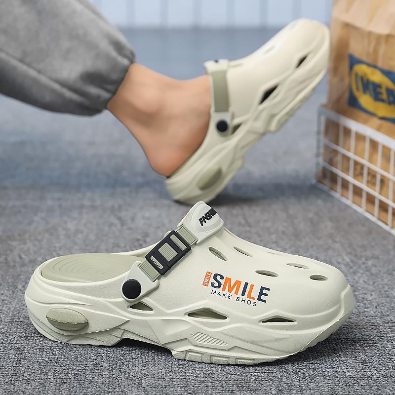 Zapatos con agujeros de verano para hombre, ropa exterior, red transpirable, zapatillas Baotou, deportes, pisando mierda, conduciendo sandalias de playa de doble uso