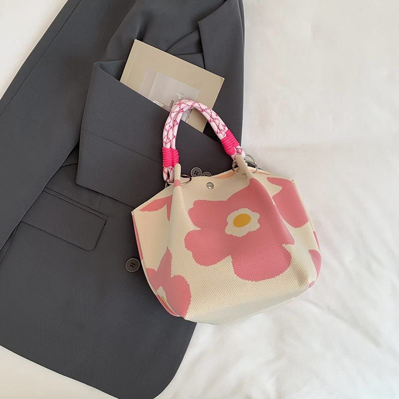 Bolsa de impresión coreana de niña nicho bolso de cubo de diseño diario versátil bolso de mano para estudiantes de viaje diario