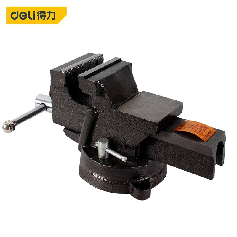 得力(deli)DL2904Z台虎钳重型机用旋转老虎钳夹持钳4英寸