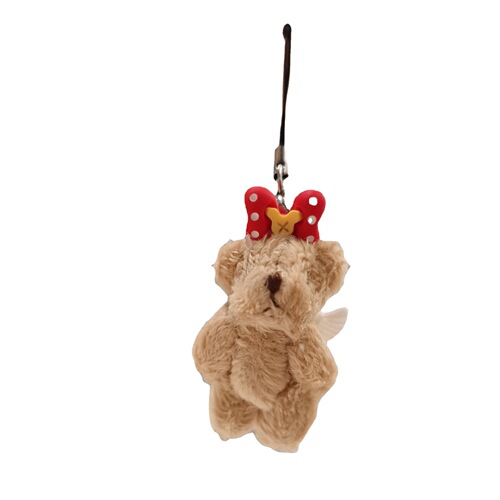 Handmade angel bear plush keychain student doll cute bag pendant creative gift jewelry mobile phone chain